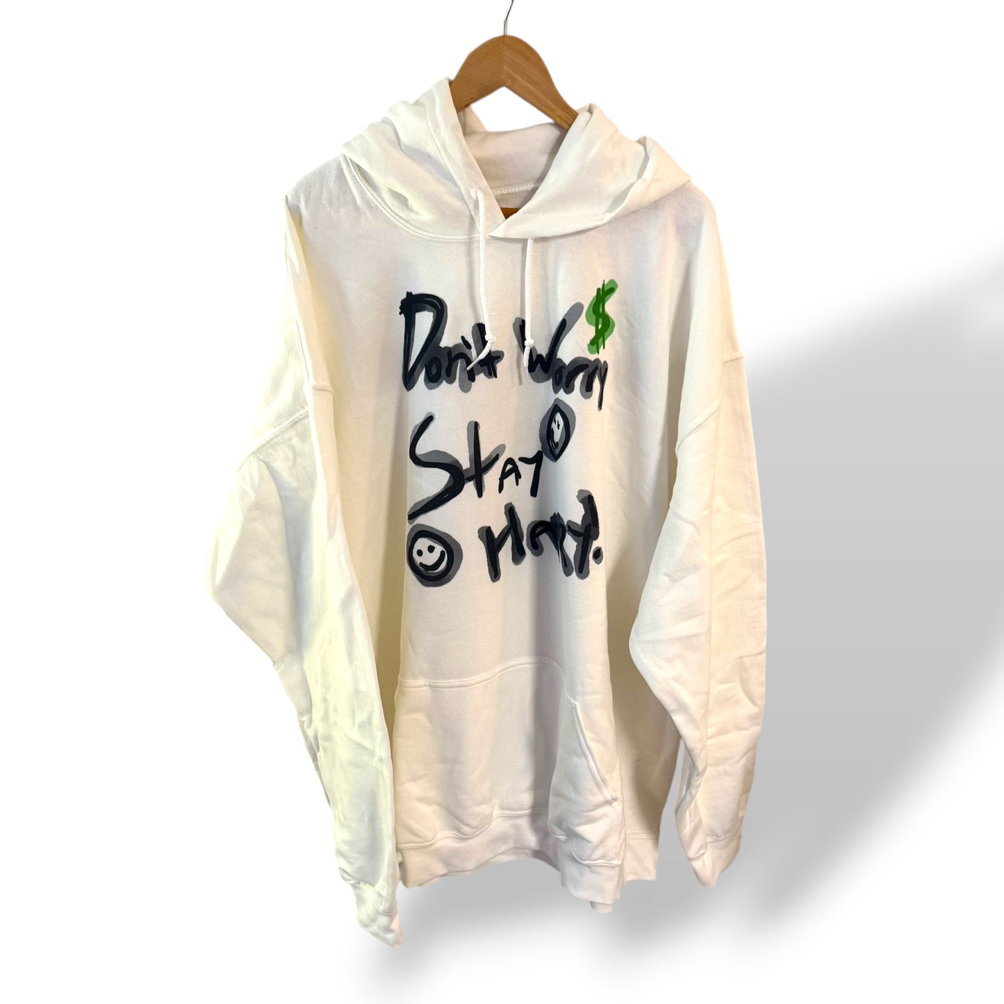 White Don't Worry Hoodie