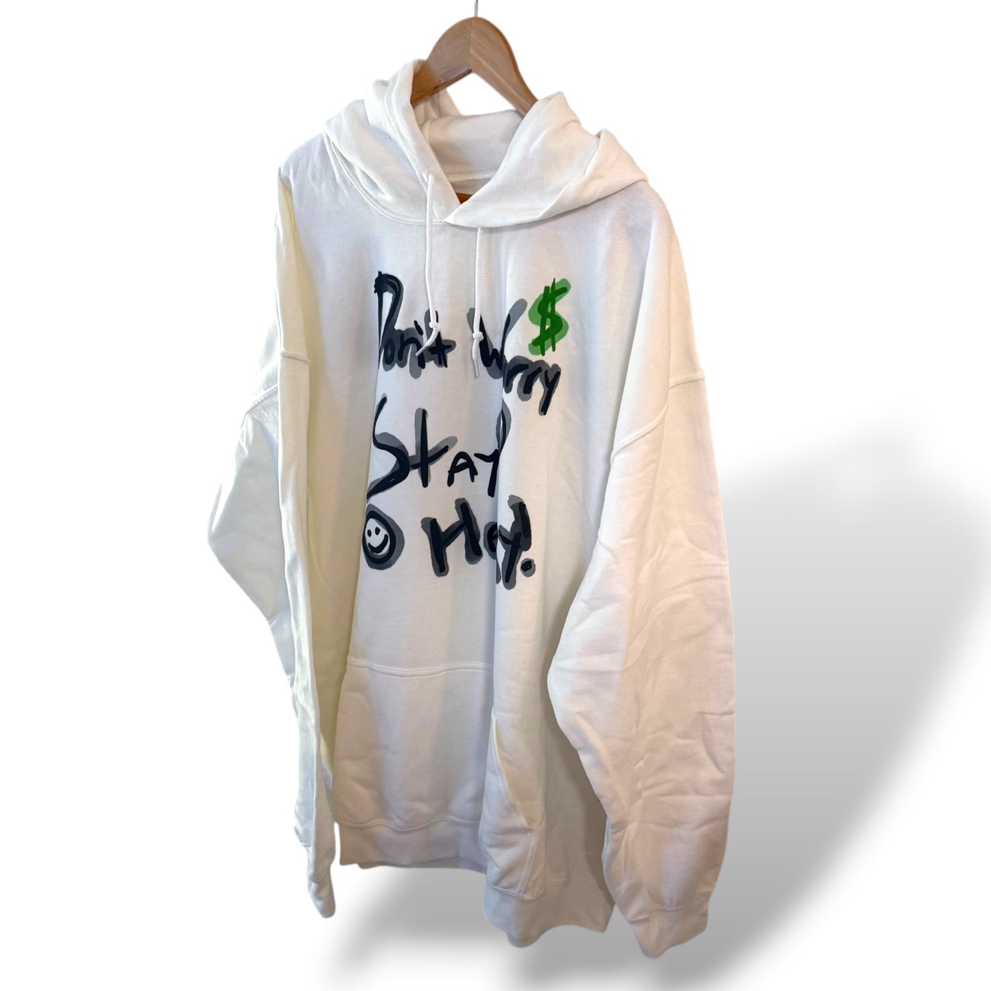 White Don't Worry Hoodie