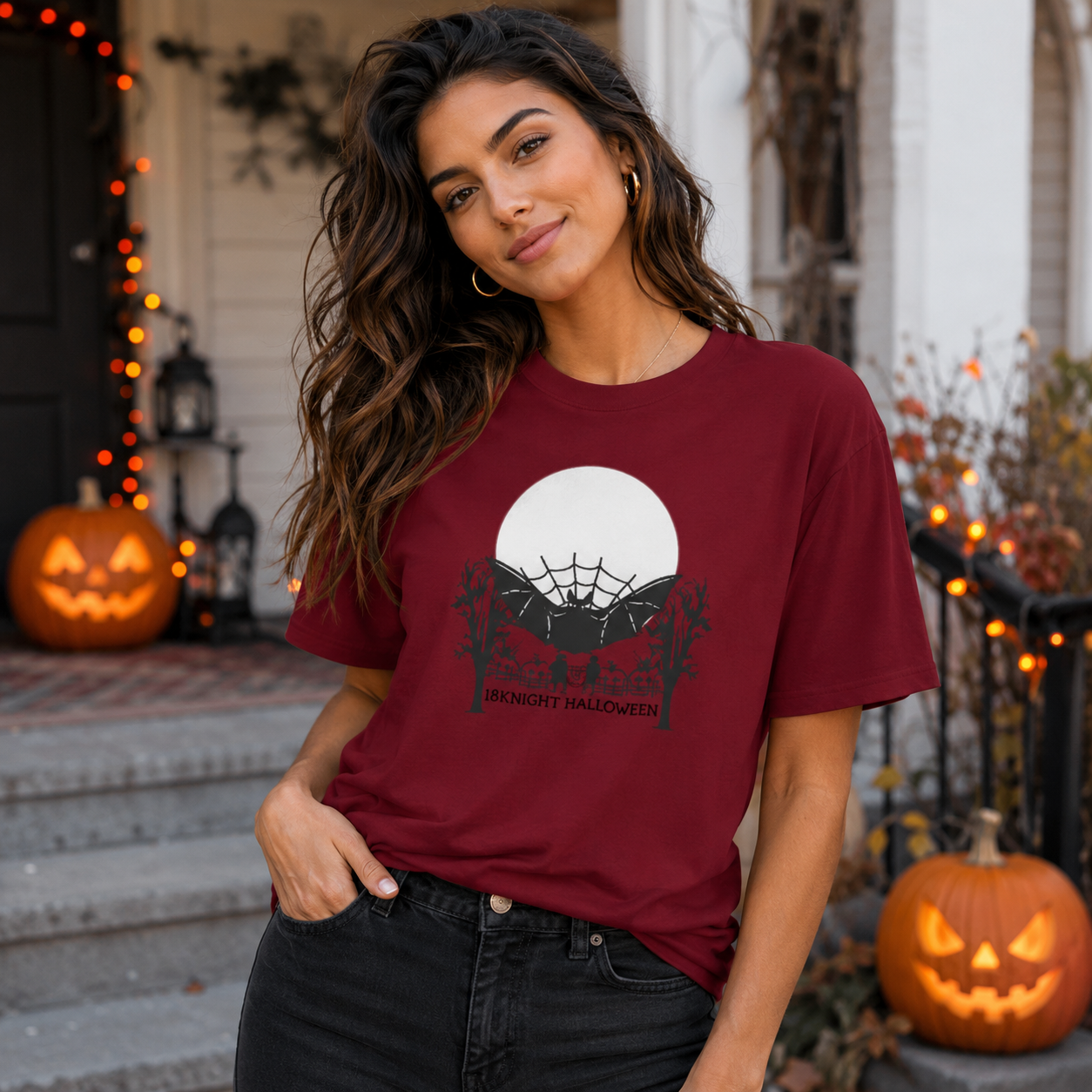 Halloween Murcielago T-Shirt (Red/Teal/Grey)